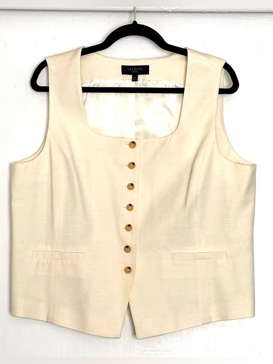 Talbots Jackets & Blazers - Talbots Textured Cotton Vest Size 16P Petite